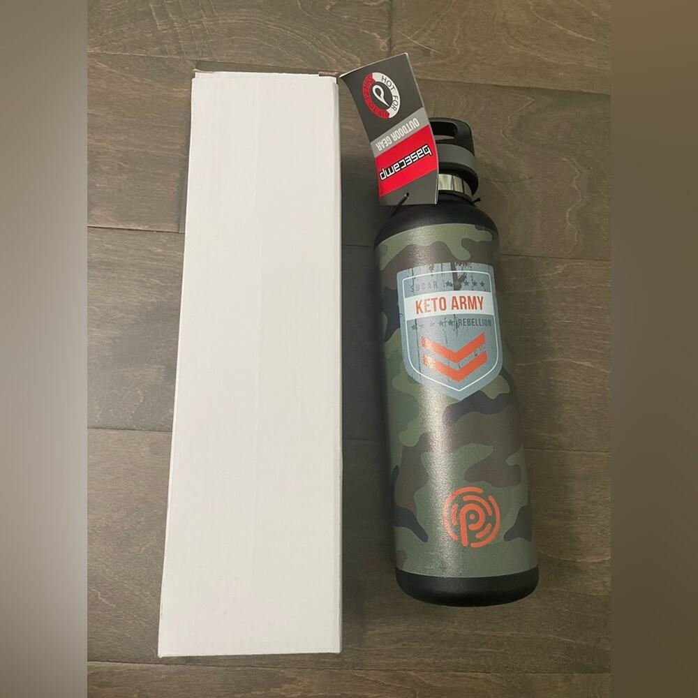 Pruvit Ketones Basecamp outdoor gear Camo Vacuum sealed 20 oz bottle - Keto Army